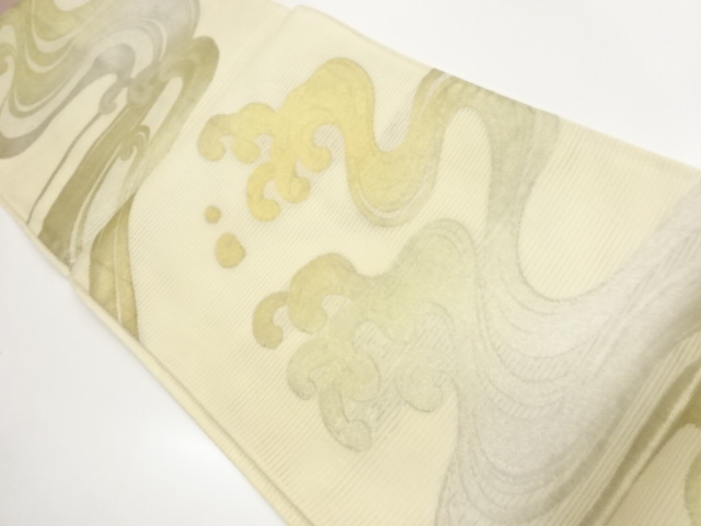 JAPANESE KIMONO / RO ARANAMI PATTERN WOVEN FUKURO OBI